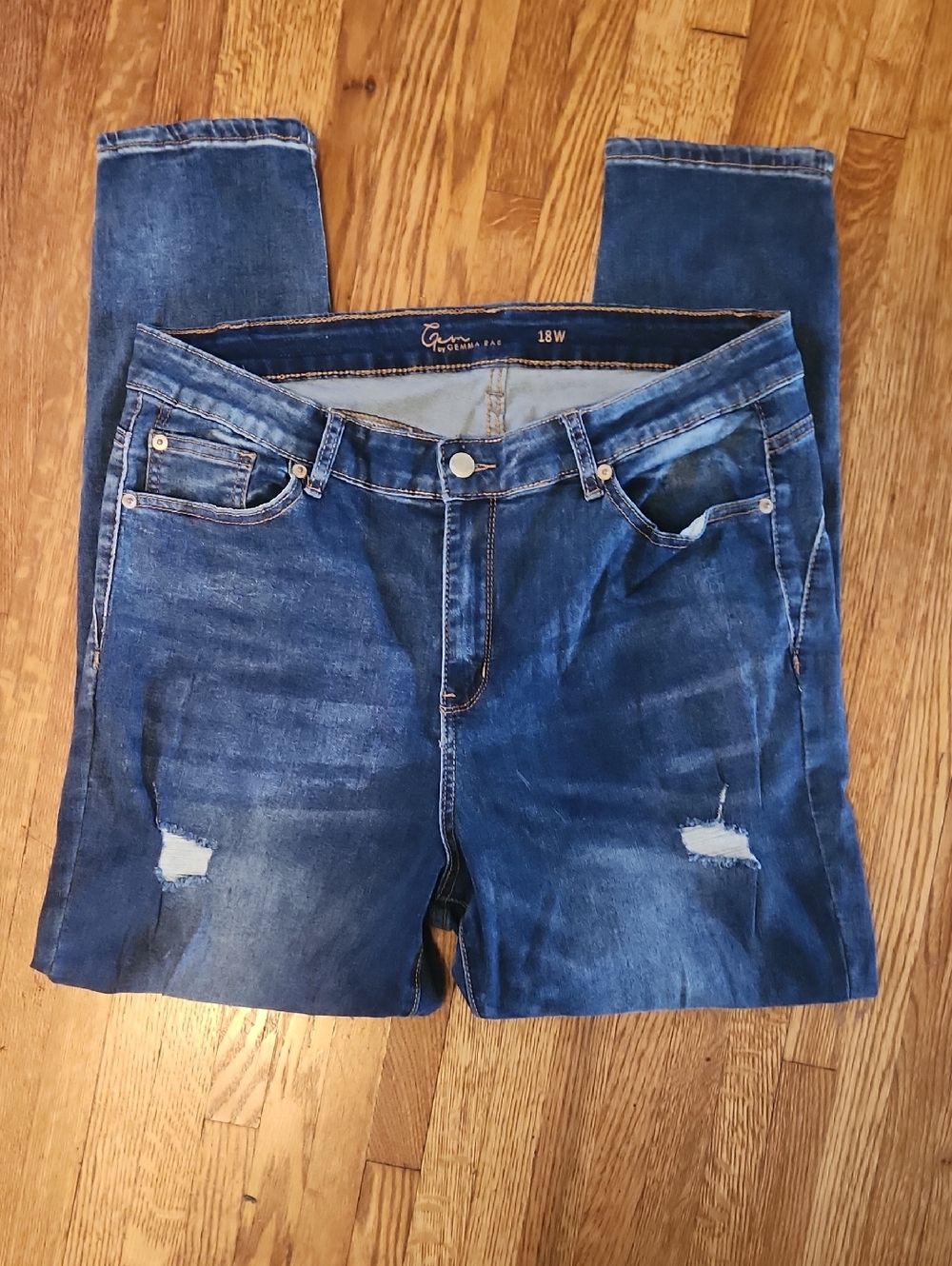 Gem By Gemma Rae Distressed High-rise Skinny Jeans (18W)